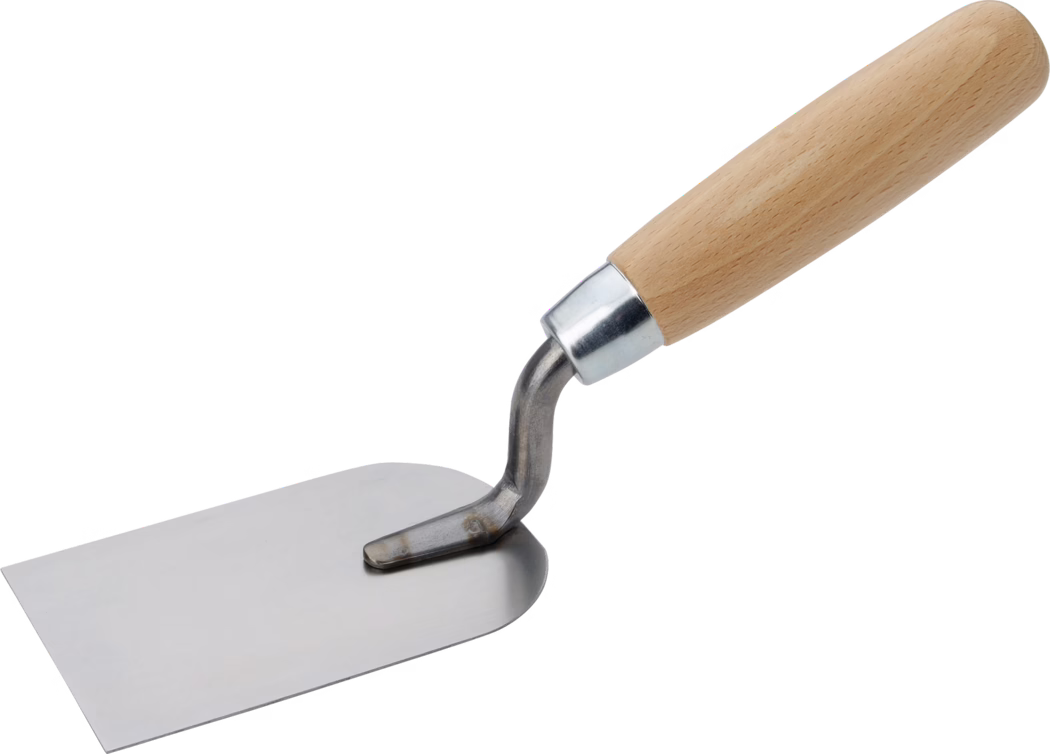 Pajarito_Dummy_Plasterer spatula Performance Line_059684_012958_089358_051949_089359_089360_065672_2021-02 A gardening trowel with a stainless steel blade and a wooden handle, designed for digging and planting.